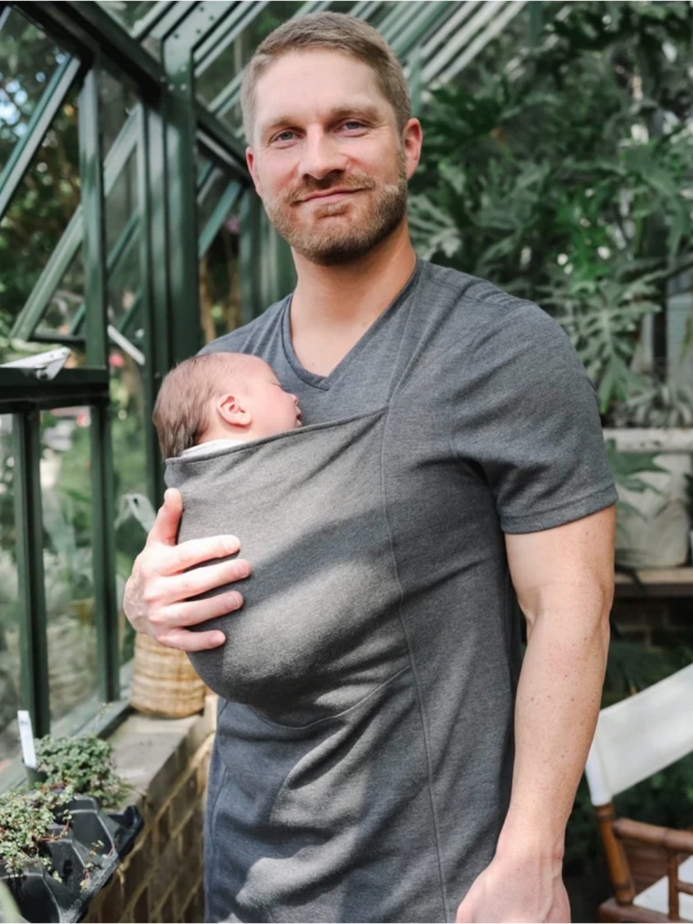 Gray lalabu dads baby wearing shirt